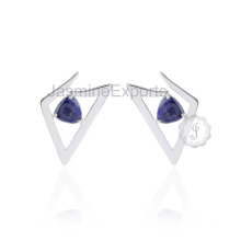 Lapis Gemstone 925 en argent sterling Vente en gros Boucle d&#39;oreille en argent